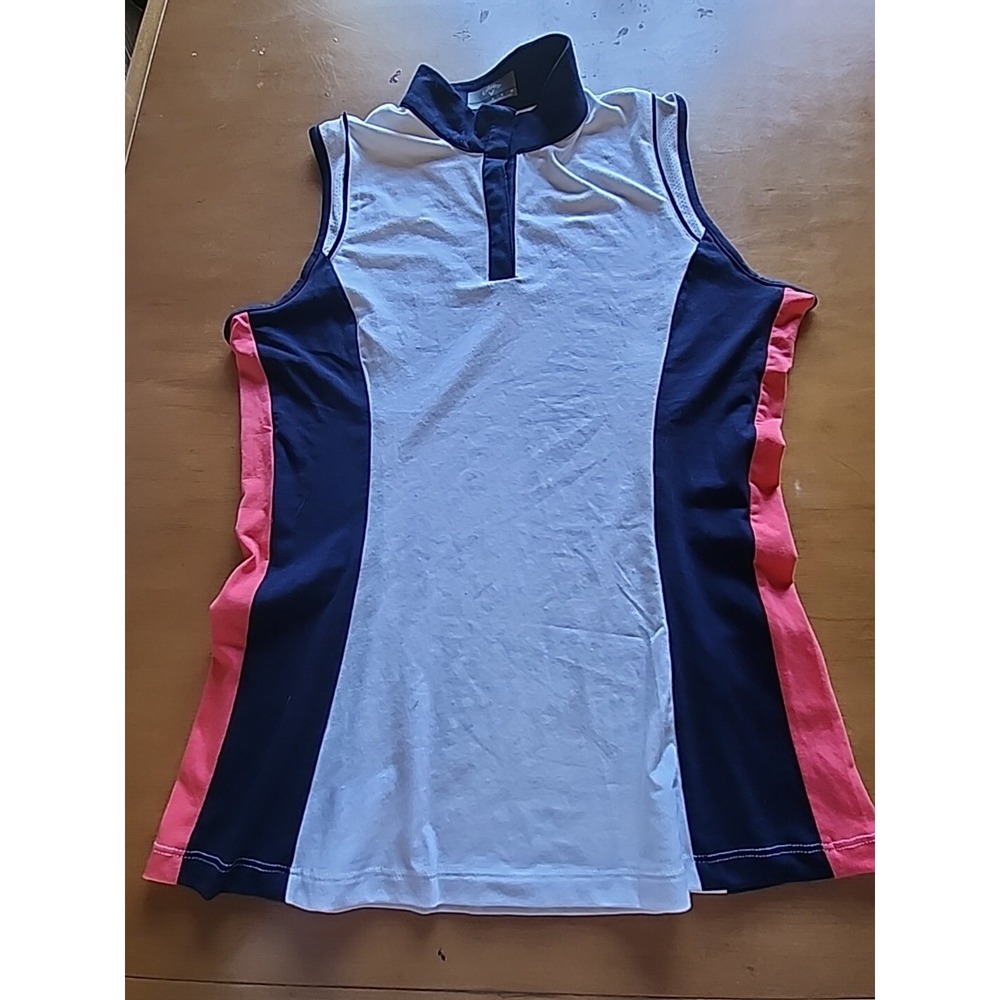 Callaway Color Block Golf‎ Top Sleeveless Snap Mock Neck Size M